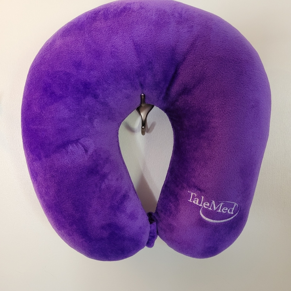 TELEMED NECK CUSHION, purple, snap closure, used 1X, like new, zipper in back.
